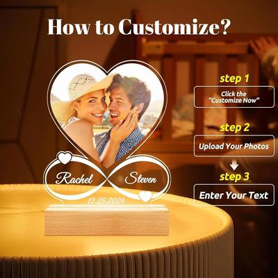 Uplifted Finds Customized Spotify Music Plaque With Personalized Photo And LED Lamp version E 3 Colors Light Base