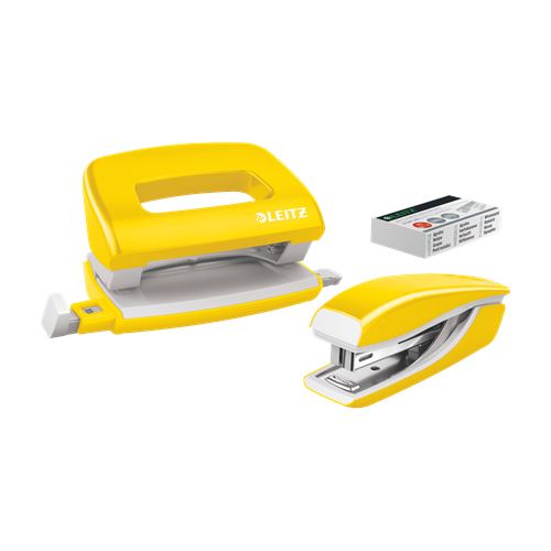 LEITZ Locher und Heftgeräte Set WOW 5095 gelb-metallic