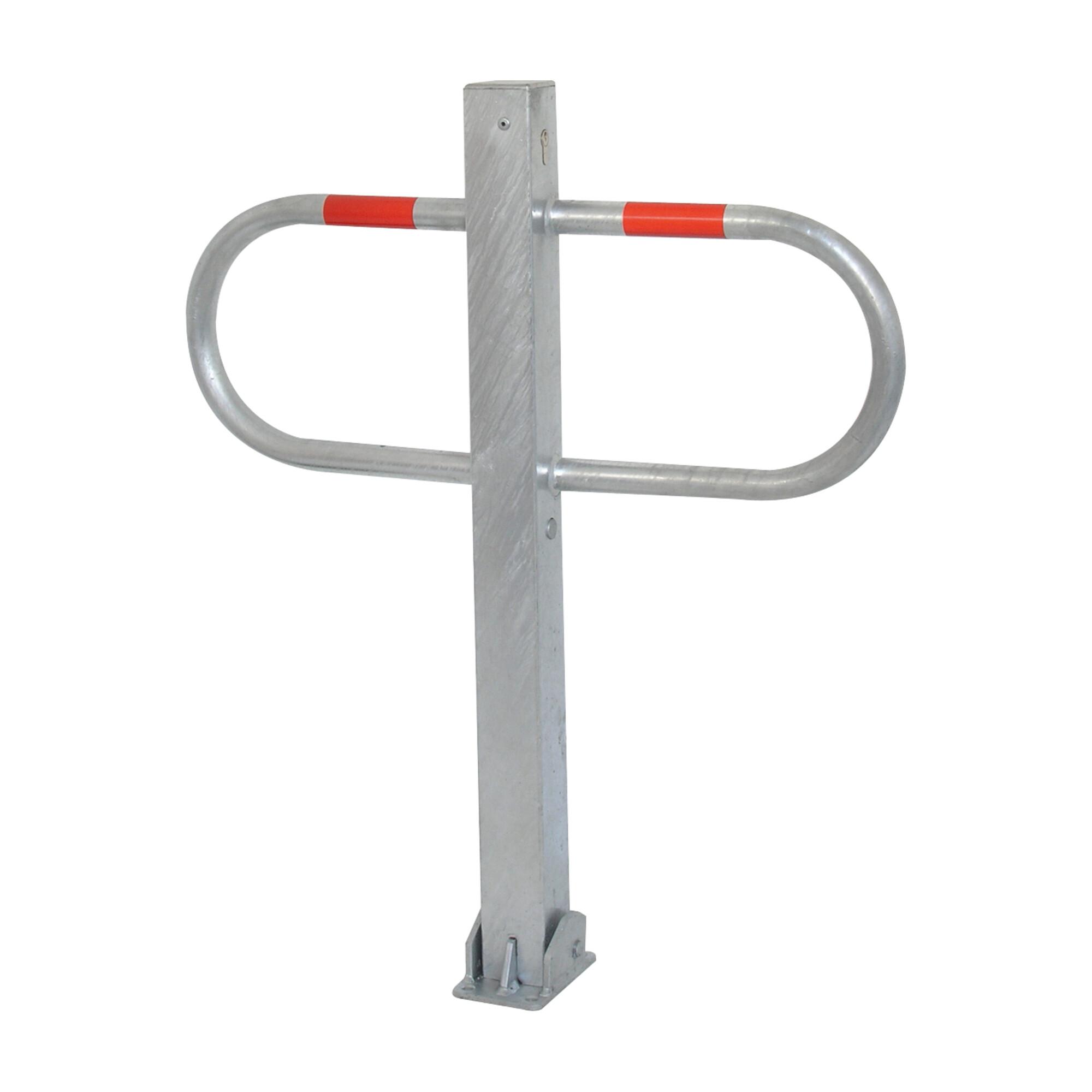 Schake Parkplatzsperre Typ 471FU, 70x70mm, umlegbar, Breite 800mm Überflur 900mm + Dreikantverschluß feuerverzinkt)