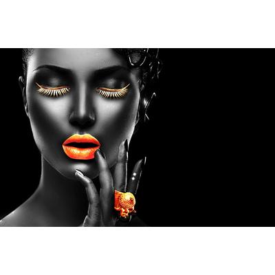 Fototapete PAPERMOON "GOLDENE LIPPEN-SCHMUCK ART DESIGN ABSTRAKT MUSTER KUNST", bunt, B:3m L:2,23m, Vlies, Tapeten