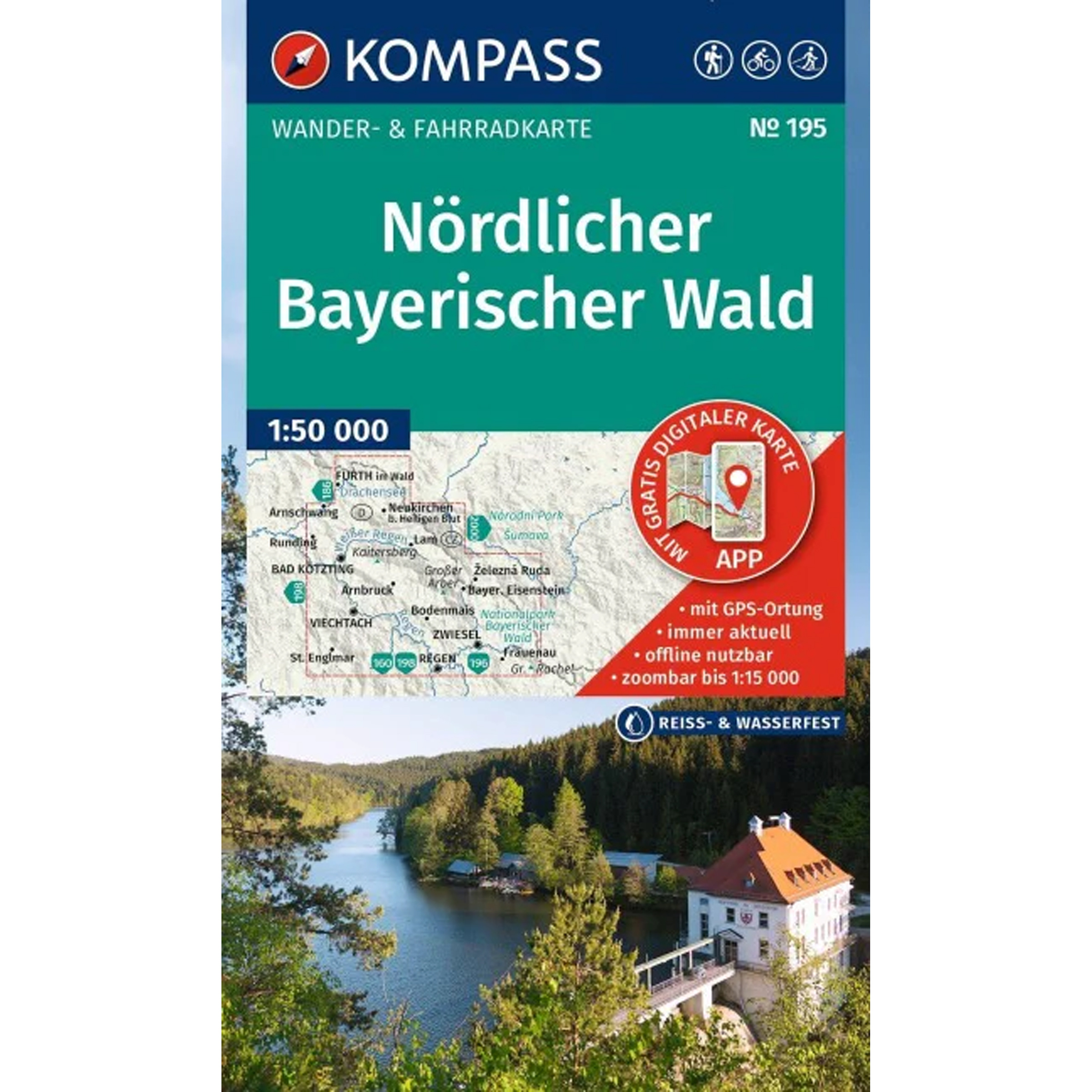 Kompass Verlag WK 195 Nördlicher Bayerischer Wald Topografische Karten 3. Aufl. 2025