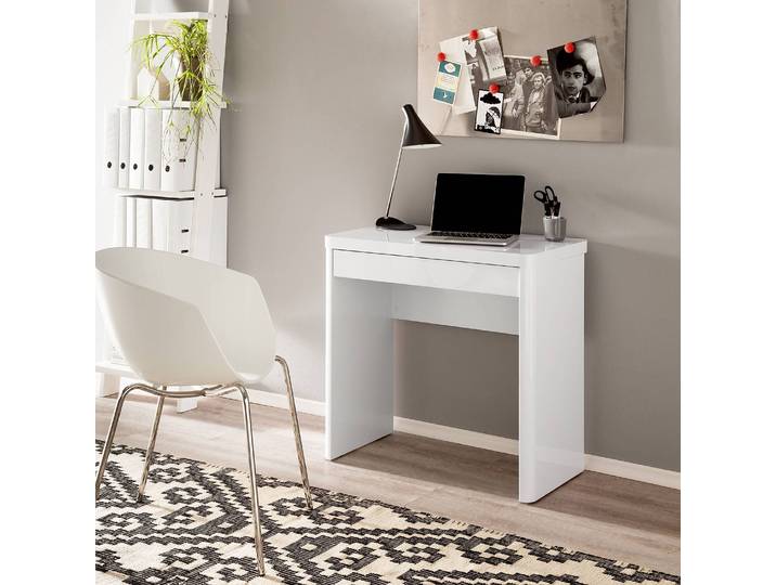 Schreibtisch Cu-Libre 80 79 x 76 x 44cm Weiß/Hochglanz Weiß