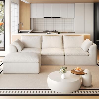 Kodotan sofa "108.3"" Vacuum Packed Cloud Sofa 4‑Seater L‑Shaped with Single Chaise Lounge, Modular Compressed Sectional Couch"