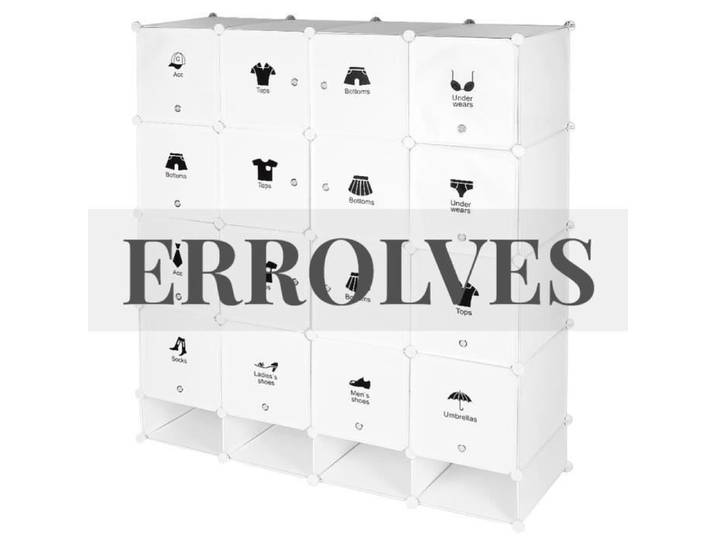 Armoire de chambre en plastique à 4 niveaux avec meuble à chaussures - ERROLVES - Blanc
