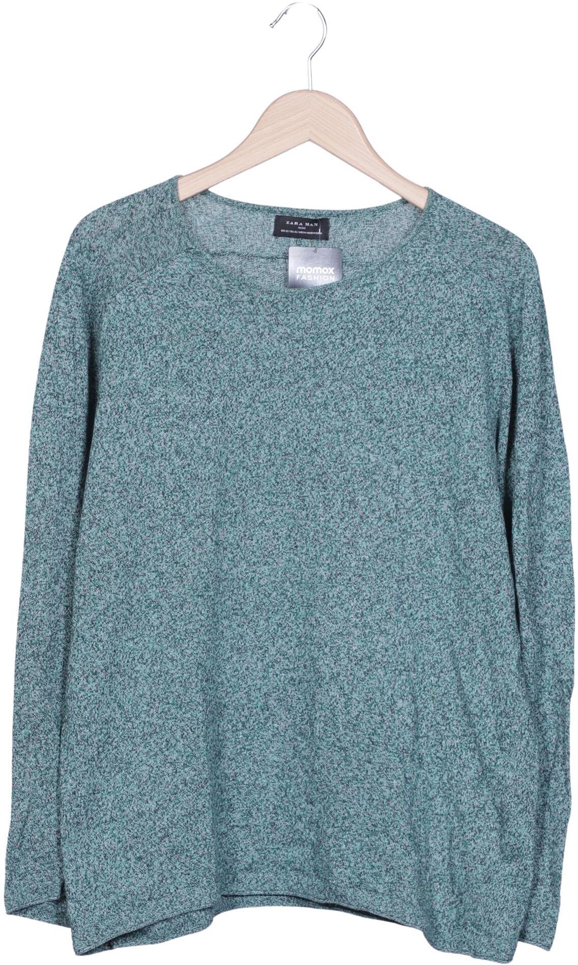Zara Herren Pullover, Türkis, Gr. XL, Baumwolle - Second Hand