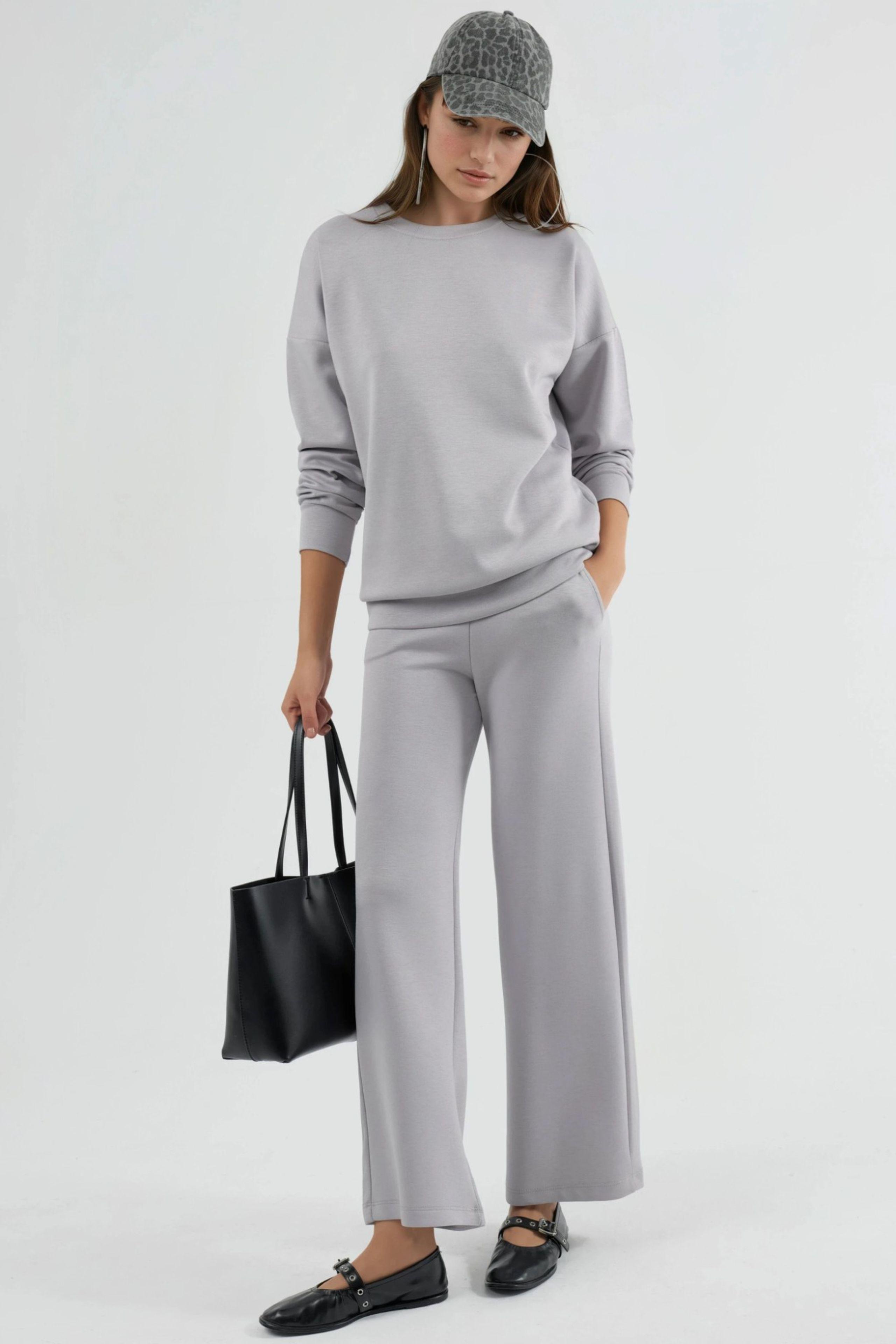 Modal Touch Rundhals-Sweatshirt & Weite Hosen Zweiteiliges Set