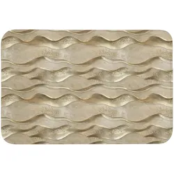 BADEMATTE Wellen - Muster - Gold Badvorleger 90x60 cm