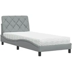 vidaXL Bett mit Matratze Hellgrau 90x190 cm Stoff