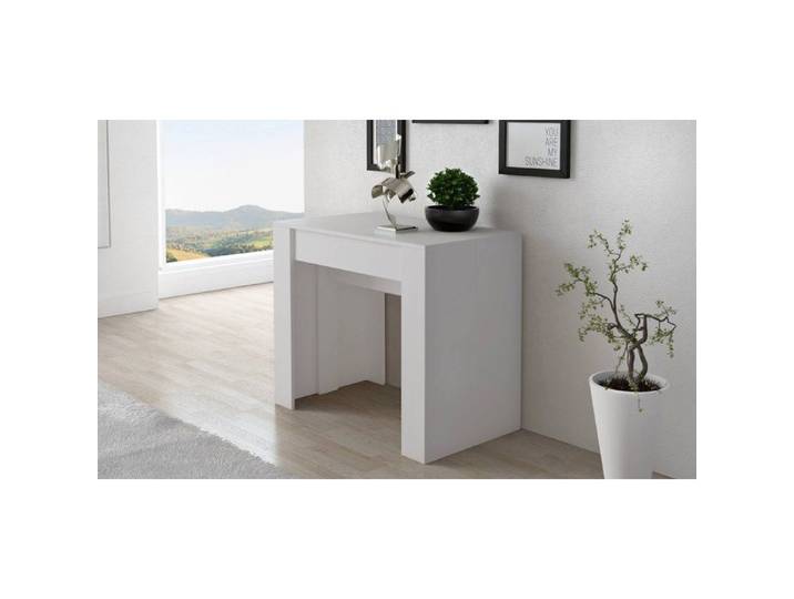 Console extensible Vaelis Dmora bois mélaminé blanc 90x237x76 6h cm