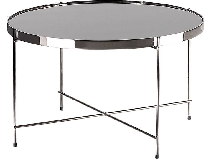 BELIANI Kaffeetisch Schwarz/Silber Glas Eisen rund ⌀ 63 cm Klassisch Elegant Multifunktional Wohnzimmer