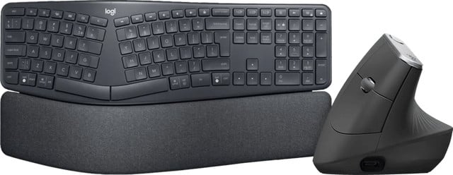 Logitech K860 toetsenbord en Logitech MX Vertical Ergo Muis set
