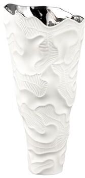 Atlas Lighting and Home Atlas Mabley Matte White and Glazed Silver Earthenware Vase