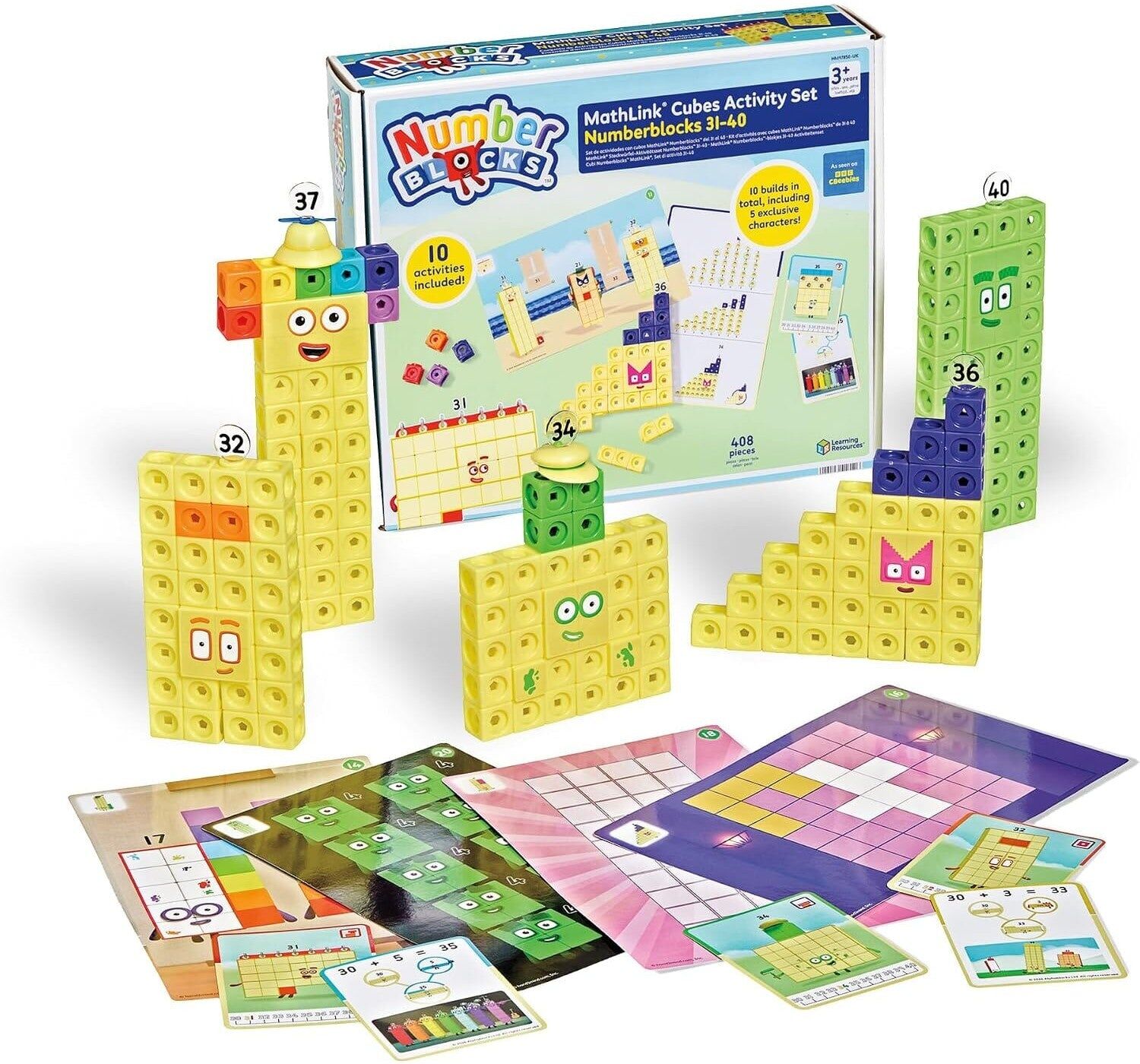 Learning Resources MathLink Cubes Numberblocks 31–40 Activity Set - 334 Connecting Cubes for Ages 3 and Over