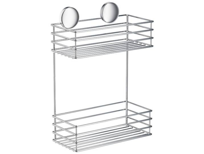 Duschkorb, Chromfarben, Metall, eckig, 25x27x12 cm, Badezimmer, Baden & Duschen, Duschregale & Duschablagen