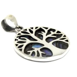 Tree of Life Silver Pendent 22mm - Abalone