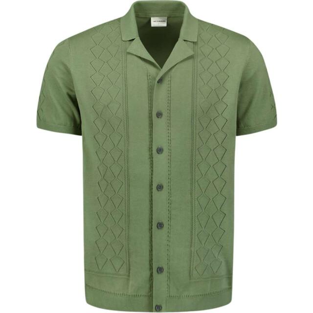 No Excess Pullover short sleeve full button p green