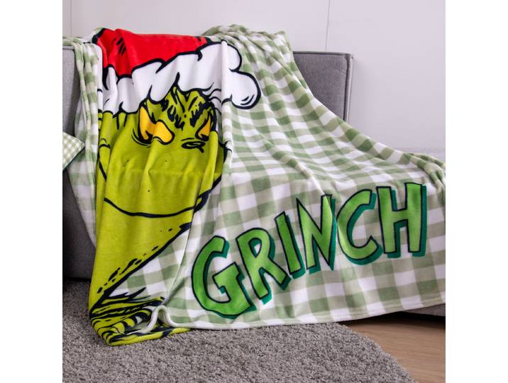 Couverture douce enfant Grinch 150 x 200cm Vert