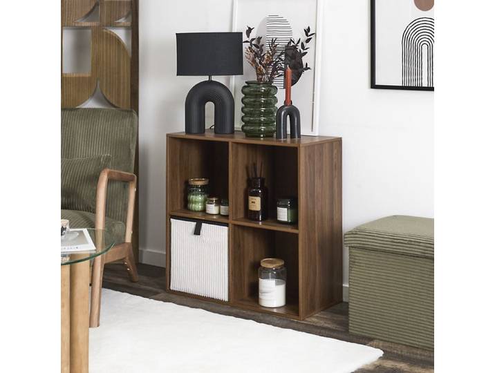 Étagère - HOME DECO FACTORY - TIFFANY - Modulable - 4 Cases - Marron