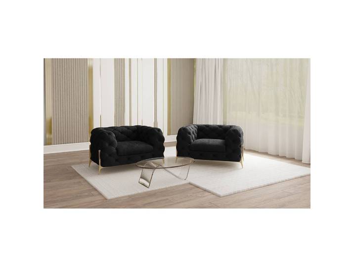 Fauteuil II Noir Velours Ravi 125 x 73 x 100cm