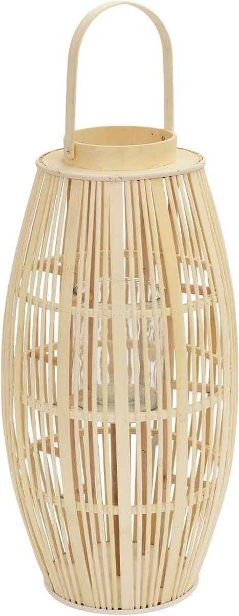 Bamboe Lantaarn Windlicht Decoratie Houtkleur Hoogte: 75 cm