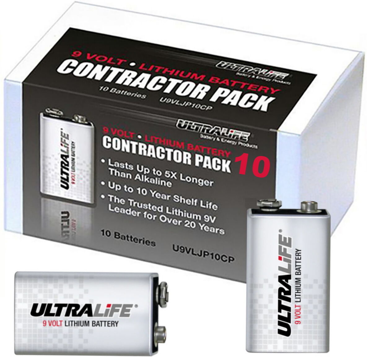 Ultralife 9V Lithium Batteries U9VL-J-P-10CP Pack of 10