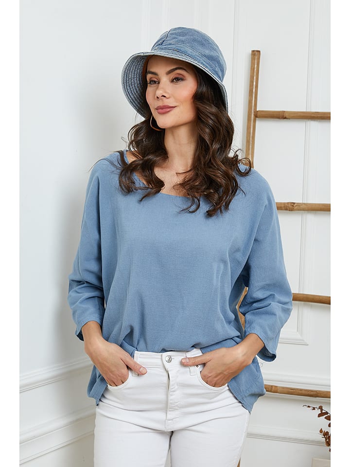 La Compagnie Du Lin Bluse "Fraiche" in Hellblau - XL