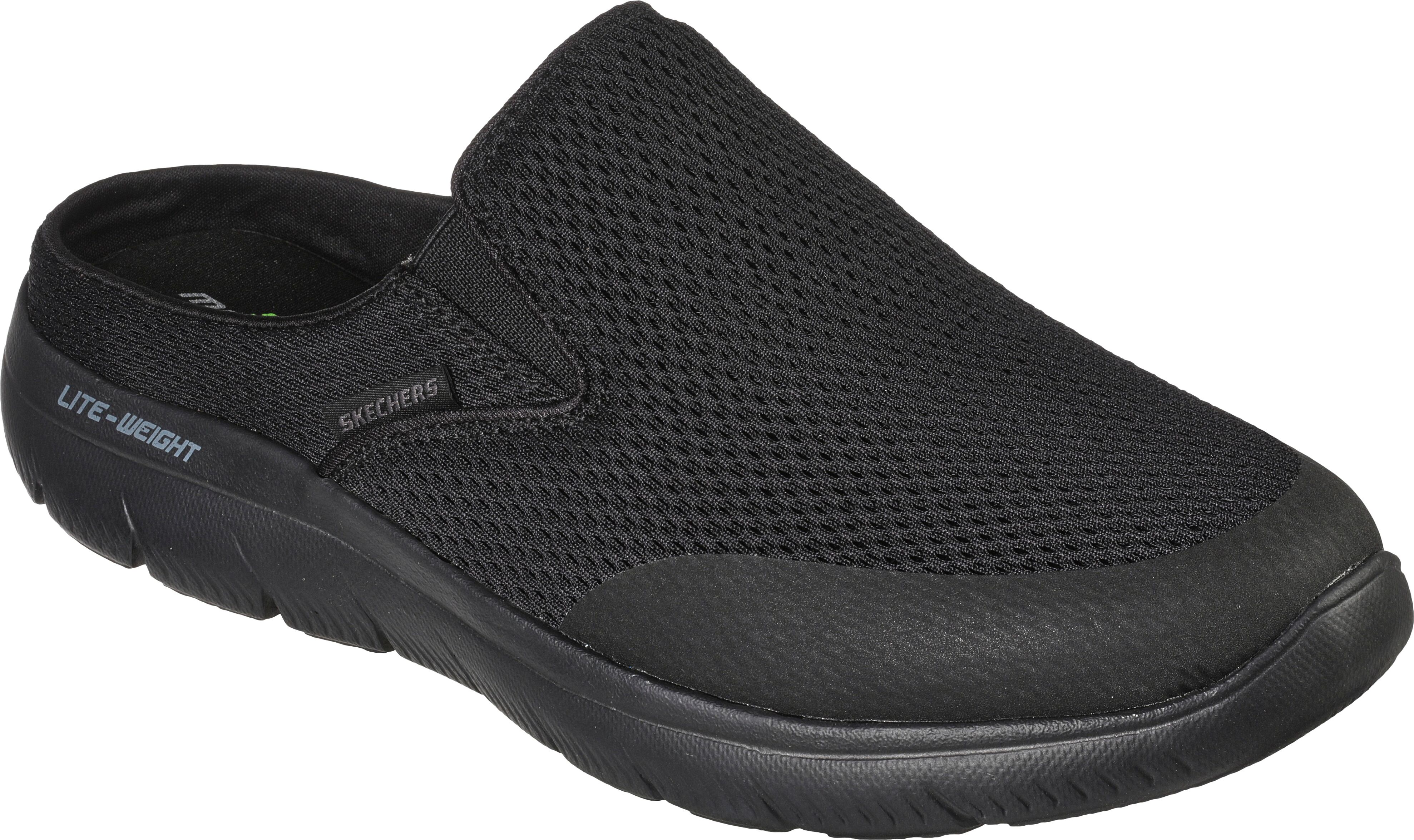 Clog SKECHERS "SUMMITS", Herren, Gr. 44, Textil, schwarz, Schuhe Clog, Sommerschuh, Schlappen, Urlaub, im sportiven Look schwarz 44, Textil
