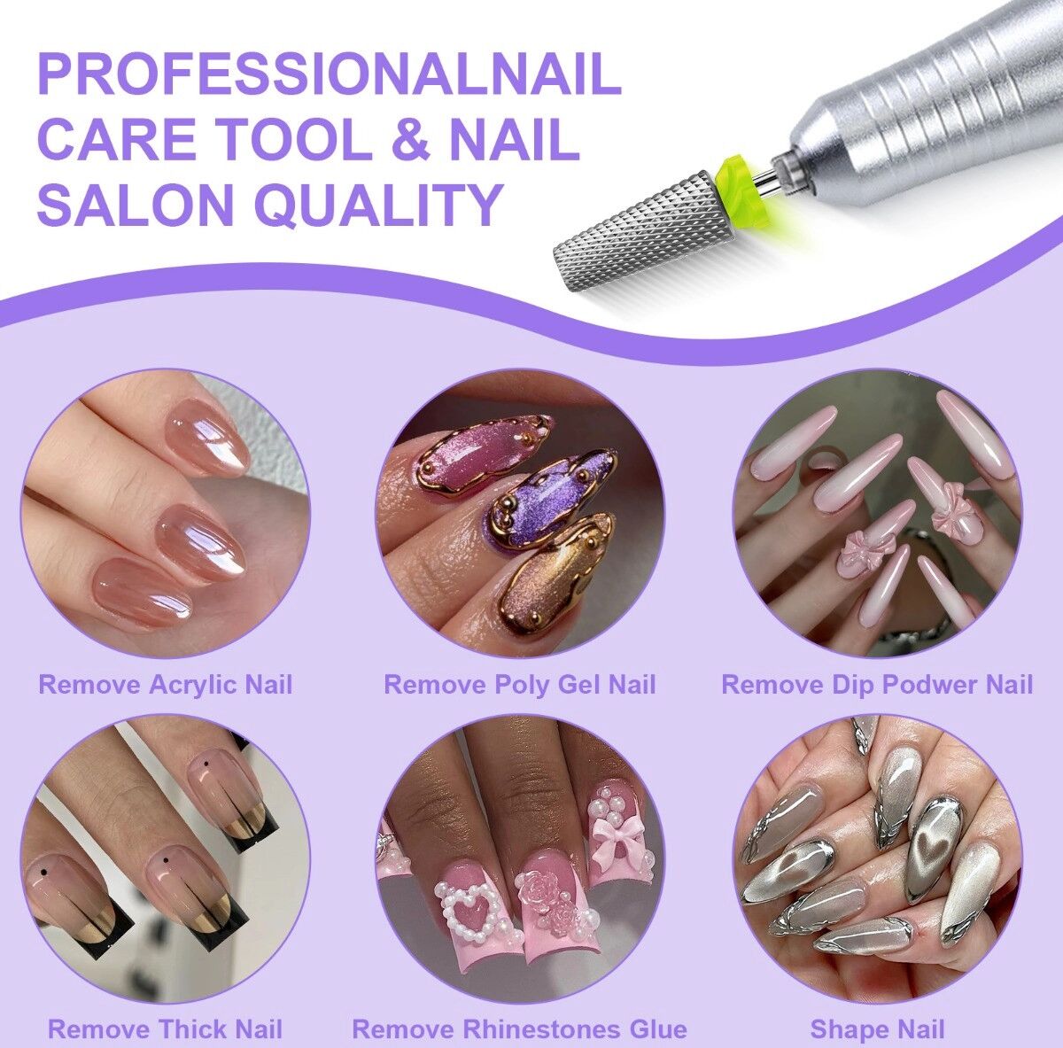 INF 5-in-1 Flachkopf-Konischer Nagelfräseraufsatz - Legierung, Niedrige Vibration, Profi-Salon-Qualität
