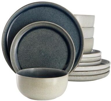 Gibson 12 Piece Stoneware Dinnerware Set in Blue