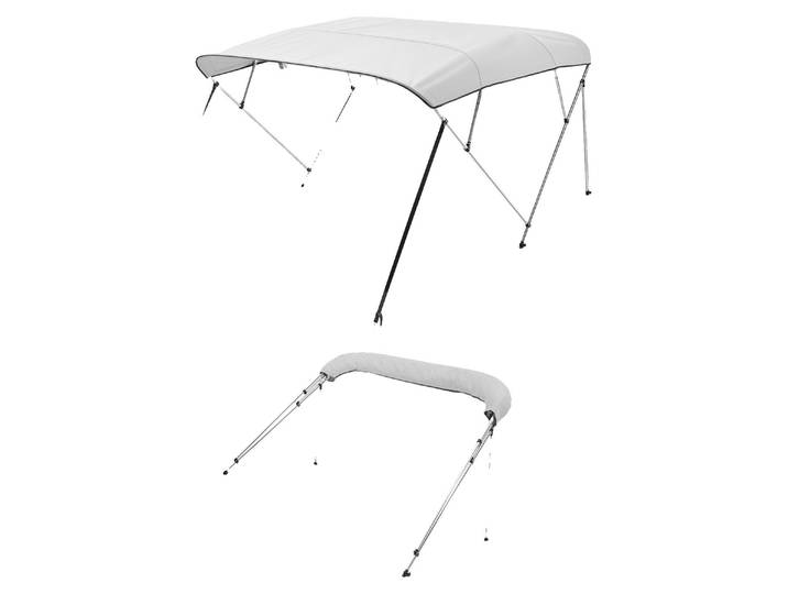 VEVOR Biminitop Bâche pour bateau\, 4 arcs\, cadre en aluminium\, biminitop étanche avec sac de rangement\, 170-183 cm (B) Gris clair