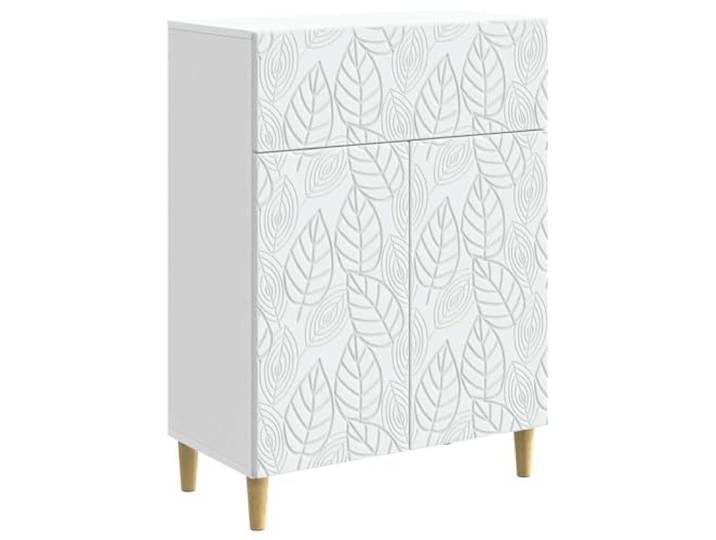 Kaorsrow Sideboard Weiß 66x34.5x90 cm Kommode mit Tür & Schublade Kompakter Beistellschrank für Wohnzimmer und Schlafzimmer mit 2 Fächern, Schublade und nostalgischen Braunen Beinen.