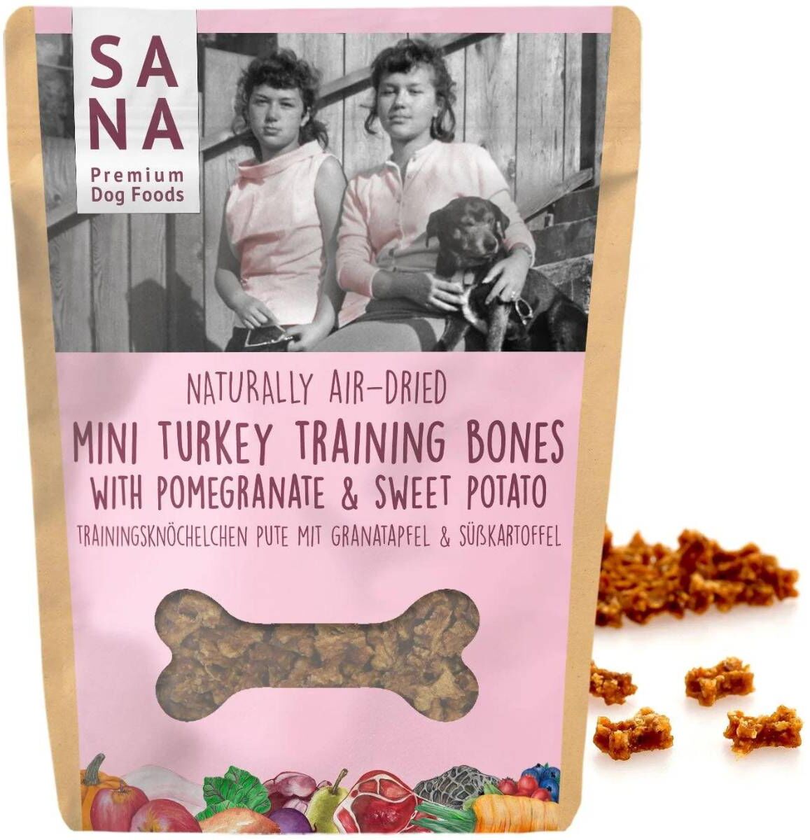 Sanadog Mini Training Premi Addestramento per Cani al Tacchino Melograno e Patata Dolce 100g
