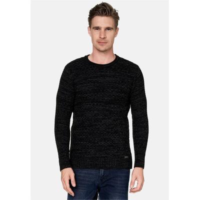 Strickpullover RUSTY NEAL, Herren, Gr. L, schwarz (schwarz, meliert), 70% Polyacryl, 30% Baumwolle, unifarben, normal, Rundhals, Pullover Strickpullover, im melierten Design