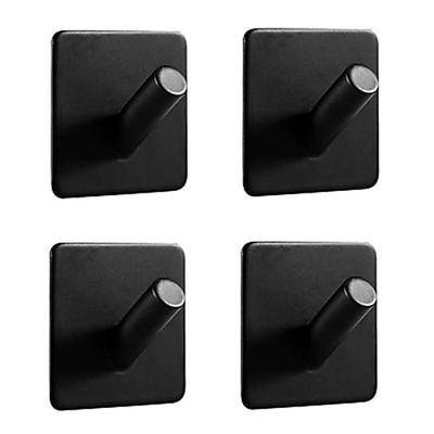 Handtuchhaken ohne Bohren 4er-Pack, Selbstklebende Haken Edelstahl, Handtuchhaken Schwarz, Wandhaken Selbstklebend Handtuchhalter für Bad Toilette Küche