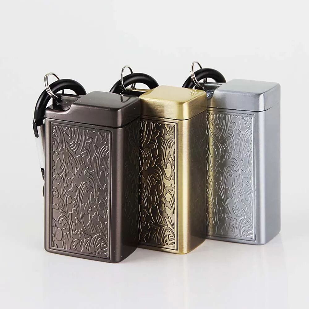 INF Tragbarer Mini-Aschenbecher mit Schlüsselanhänger und Karabinerhaken für Outdoor-Aktivitäten Bronze