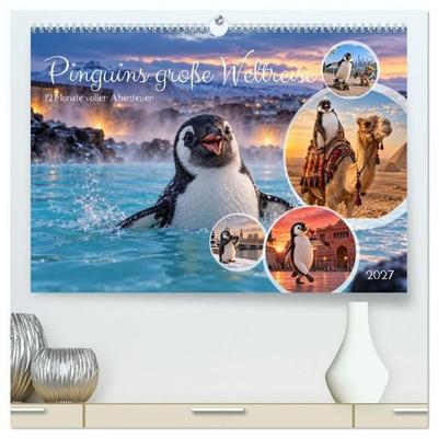 Pinguins große Weltreise (hochwertiger Premium Wandkalender 2027 DIN A2 quer), Kunstdruck in Hochglanz