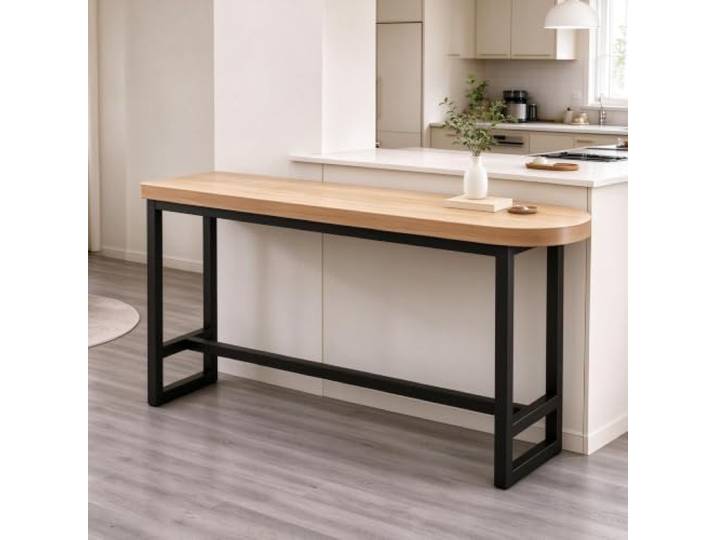 Rechteckiger Massivholz Thekentisch, schmaler Bar Hochtisch, Kneipentisch Rechteckiger Sofa-Konsolentisch，mit Rahmenstruktur, Bistrotisch für den Innenbereich(Natural wood,47.2 Lx23.6 W)