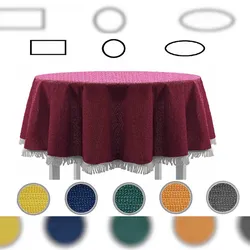 EXKLUSIV HEIMTEXTIL Gartentischdecke mit Fransen Tischdecke rund oval eckig Classic 160 cm rund bordeaux