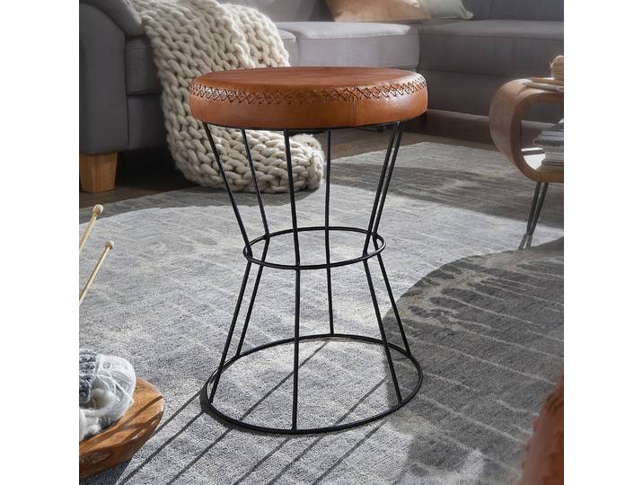 Repose-pieds capitonné Ø 35cm Marron