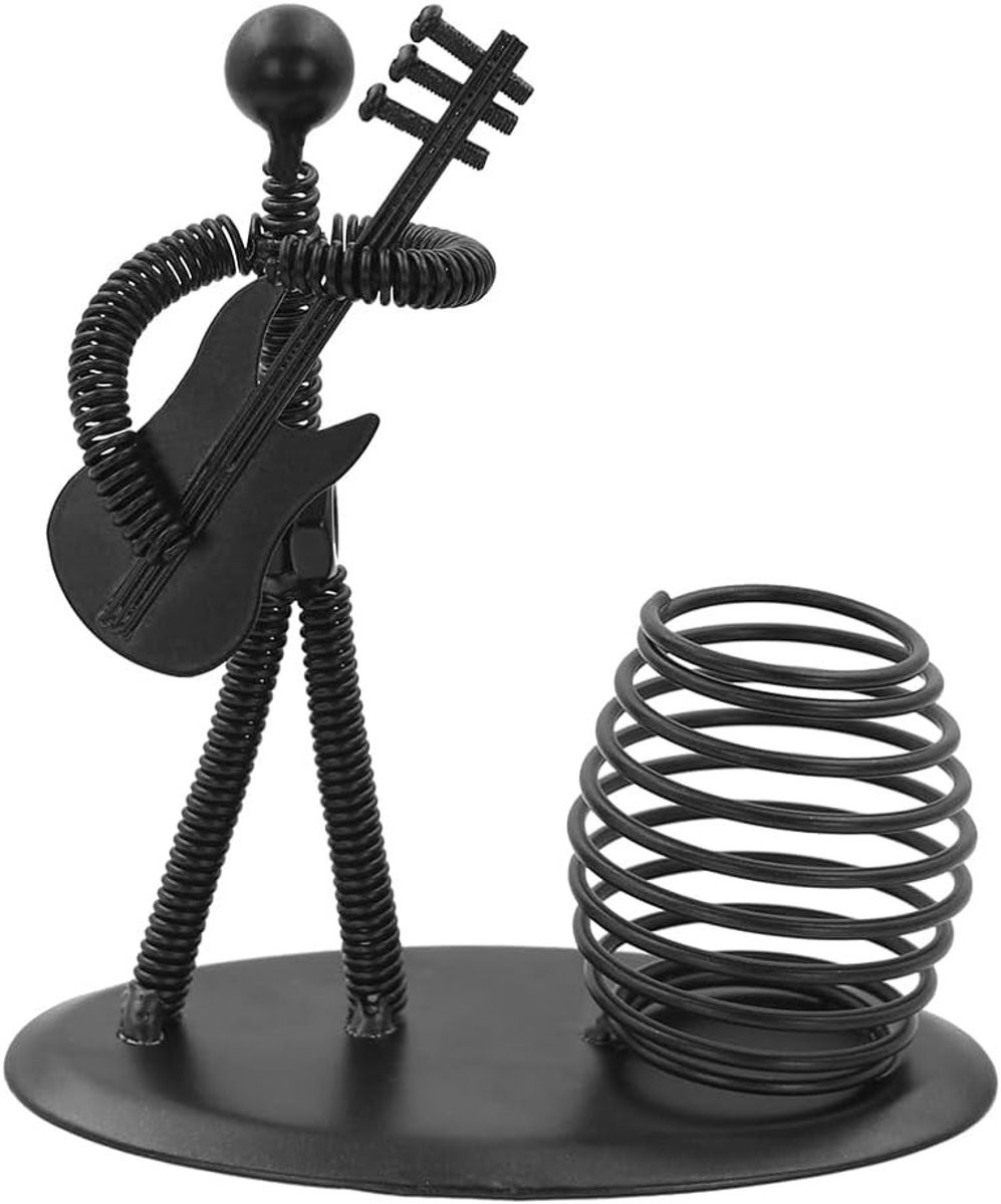 Retro metalen gitaar penhouder - Muziek thema bureau organizer voor pennen en potloden