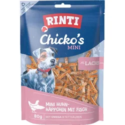 RINTI Chicko Mini 80 Gramm Hundesnacks Sparpaket 12 x 80 Gramm Häppchen mit Lachs & Huhn