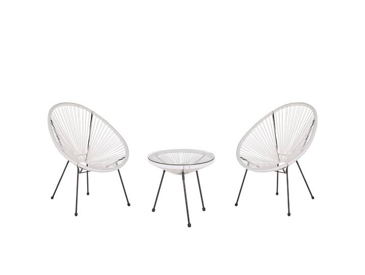 BALKONSET 2-Sitzer Rattan weiß Acapulco II