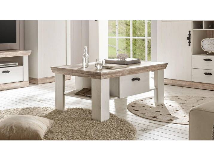 Möbel Akut Couchtisch Couchtisch Florenz Wohnzimmertisch in Oslo Pinie weiß 109x69 cm