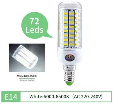Uplifted Finds LED Corn Bulb E27 E14 High Brightness Energy Saving Light For Ceiling Chandeliers And Home Lighting 72 Leds E14 White