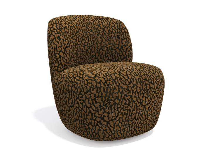 Fauteuil pivotant en tissu à motif brun