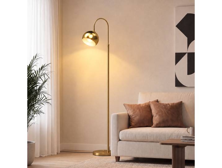 HOMCOM Lampadaire Moderne Réglable Salon E27 Doré