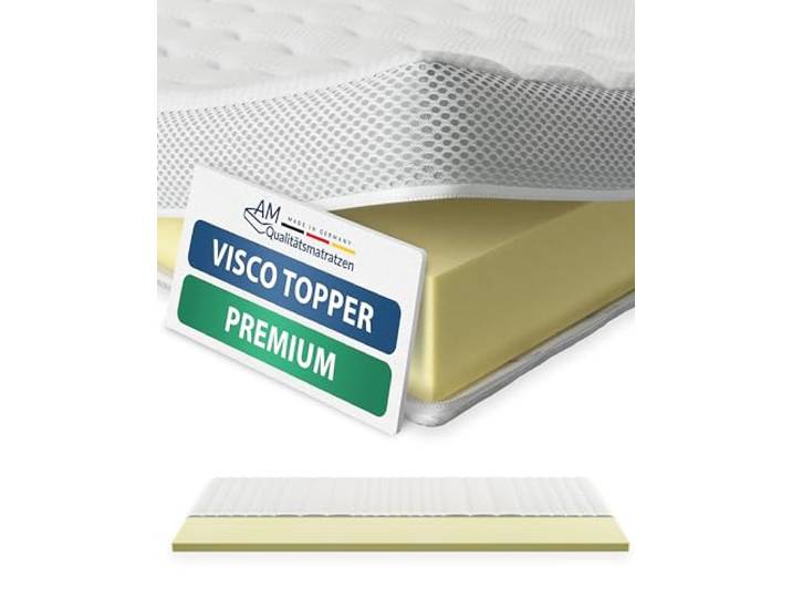 AM Qualitätsmatratzen Visco Topper 140x190cm H2 - Made in Germany - Oeko TEX zertfizierter Memory Foam Topper 140x190 mit Lyocell Bezug - Druckentlastende & viscoelastische Matratzenauflage 140x190