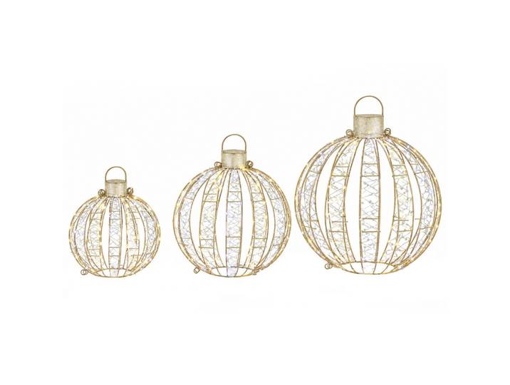 WEIHNACHTSBELEUCHTUNG 3er Set Metall Polyester Goldfarben