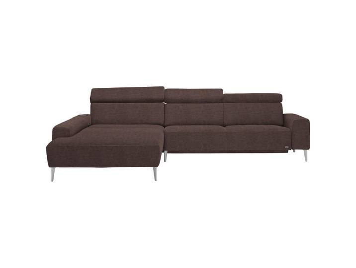 Sedda Ecksofa, Braun, Metall, Uni, 3-Sitzer, Ottomane links, L-Form, 308x205 cm, Fußauswahl, Stoffauswahl, planbar, seitenverkehrt erhältlich, Hocker Rücken echt, Wohnzimmer, Sofas & Couches, Wohnlandschaften, Ecksofas