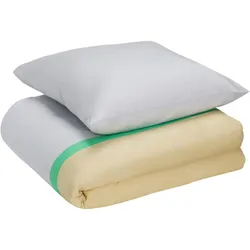 Hübsch, Bettwäsche, Block Bedding 60/200 Beige/Multi (Bettwäsche Set, 140x200 cm)